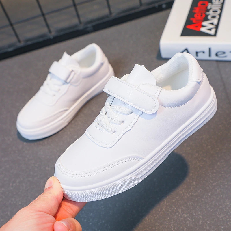 Children Casual White Pu Leather Plain n School Kids Sneakers Unisex All-match 26-36 Four Seasons Boys Girls Shoes 250704 XJ260303