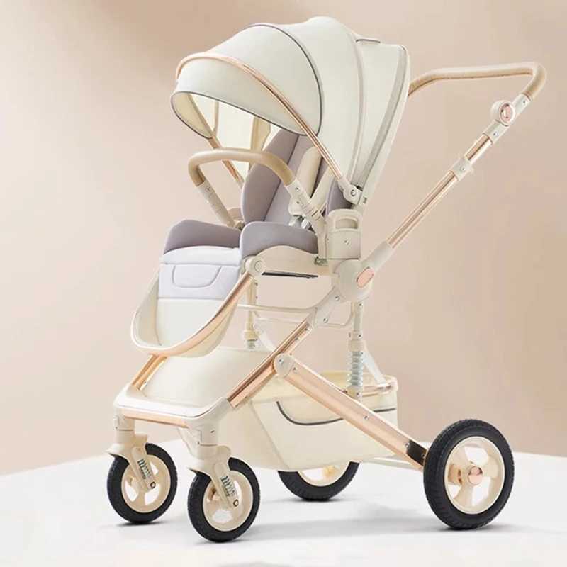 Baby Stroller Can Sit and Lie Down Lightweight Folding High Landscape Four-wheel Swivel Wide Space Baby Newborn Stroller z250705