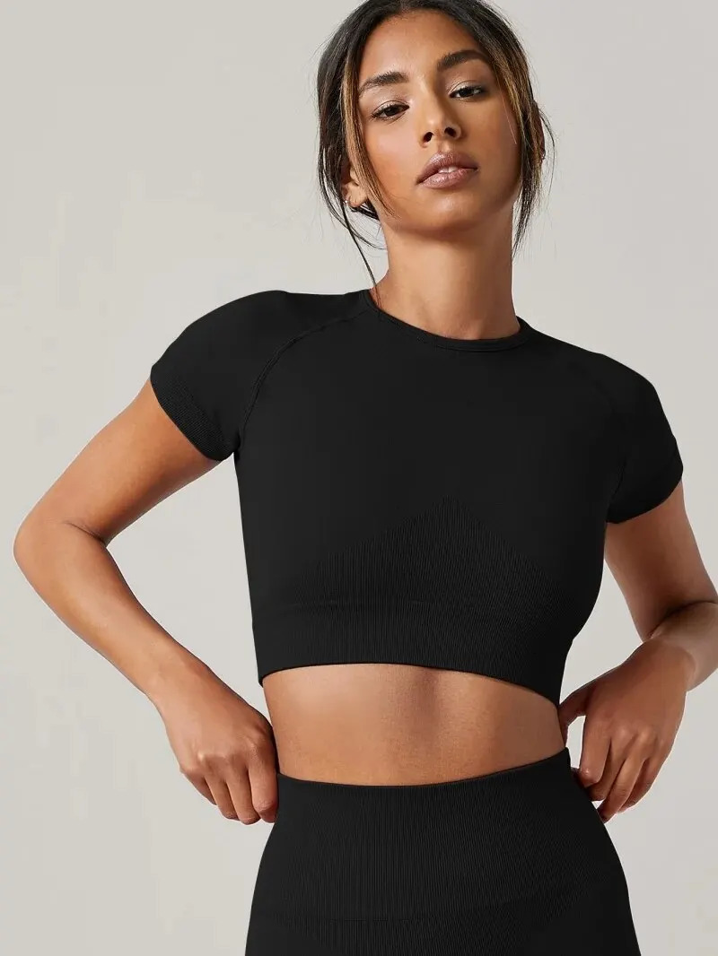 Women Yoga Top Seamless Sport T Shirts Fitness Clothes Short Sleeve Yoga Shirt Gym Top Running Active Wear Sport Top 250704