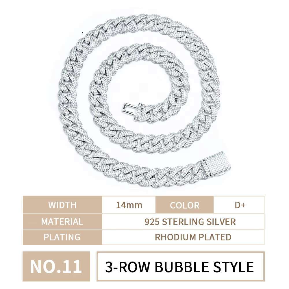 High Quality Chain 6-24mm Iced Out Luxury Fine Jewelry Necklace Set VVS Moissanite Hiphop Fashion Miami Cuban Chain 925 Sterling Silver