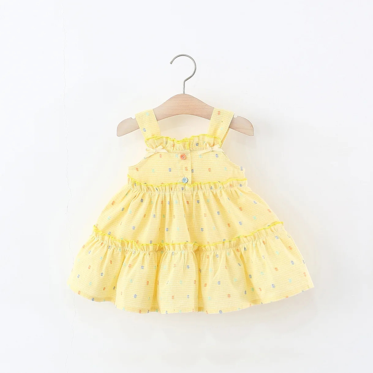 Childrens Summer Dress with Suspender Bow Jacquard Embroidery Girls Casual Princess Dress Suitable for Children Aged 0-4 250704