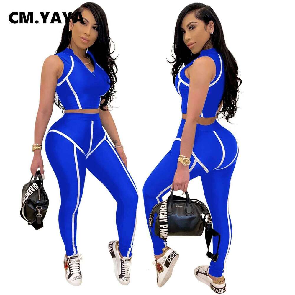 Women Sets Summer Tracksuits Slim Sleeveless Skinny Crop Tops+Pants Suit Two Piece Set Night Club Outfits 2 Pcs Street Gl3503