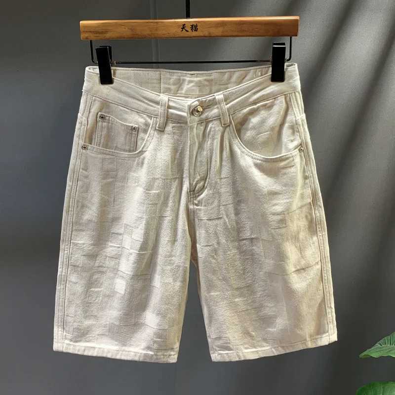 2025 Summer New Denim Shorts for Men Loose Straight Leg Trendy Fashion Mens Clothing Street Casual Five Quarter Pants W250705