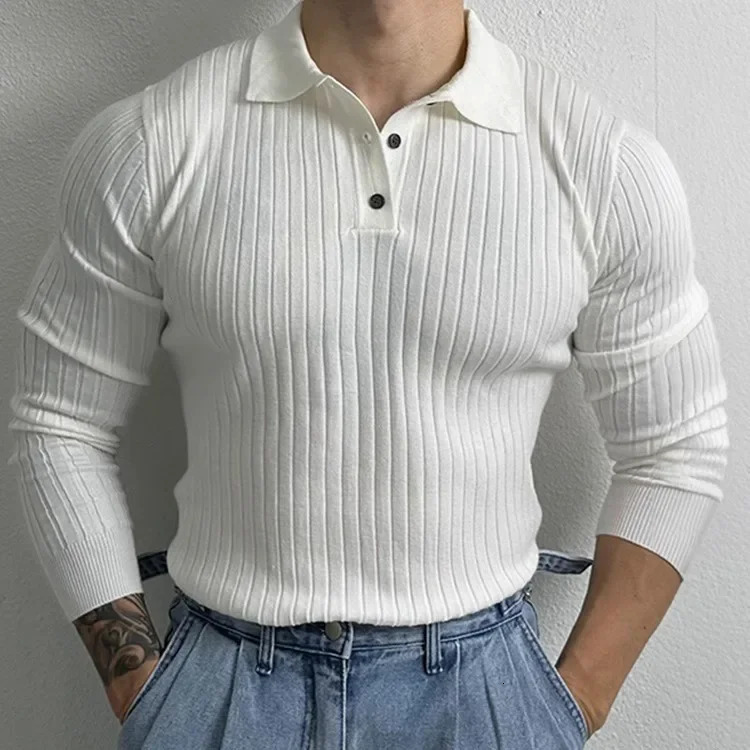 Trendy Preppy Styleslims Mens Long Sleeve Polo Shirt Embroidery Letter Style Vintage Loose-fit Half-zip Sweatshirt 250704