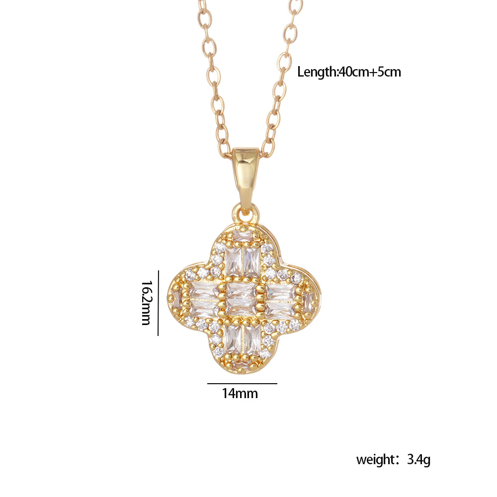 Ho Luxury jewelry designer necklace ianium seel plaed wih 18K gold classic square sugar clover pendan high-end collarbone moissanite chain accessory d - view 8