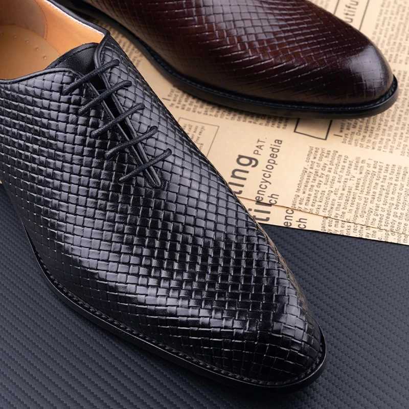 Men Dress Shoes Formal Office Oxford Wedding Party Matches Suit Mens Shoes High Grade Genuine Leather Handmade Mens Shoes W250705
