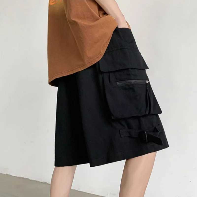 Loose Mens Bermuda Cargo Shorts with Draw String Short Pants for Men Elastic Waist Red Clothes Casual Distressed Beautiful Y2k W250705