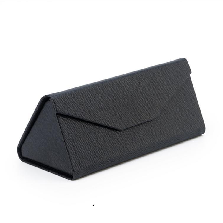 Cross Pattern Triangle Folding Glasses Black PU Leather Customizable Sunglasses Case