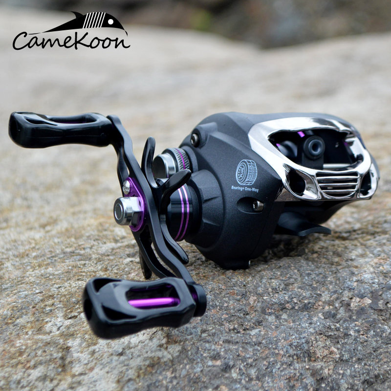 Low Profile Baitcasting Fishing Reel - Magnetic Braking System - Right Hand Retrieval - Weighs only 6.98 Ounces - Purple