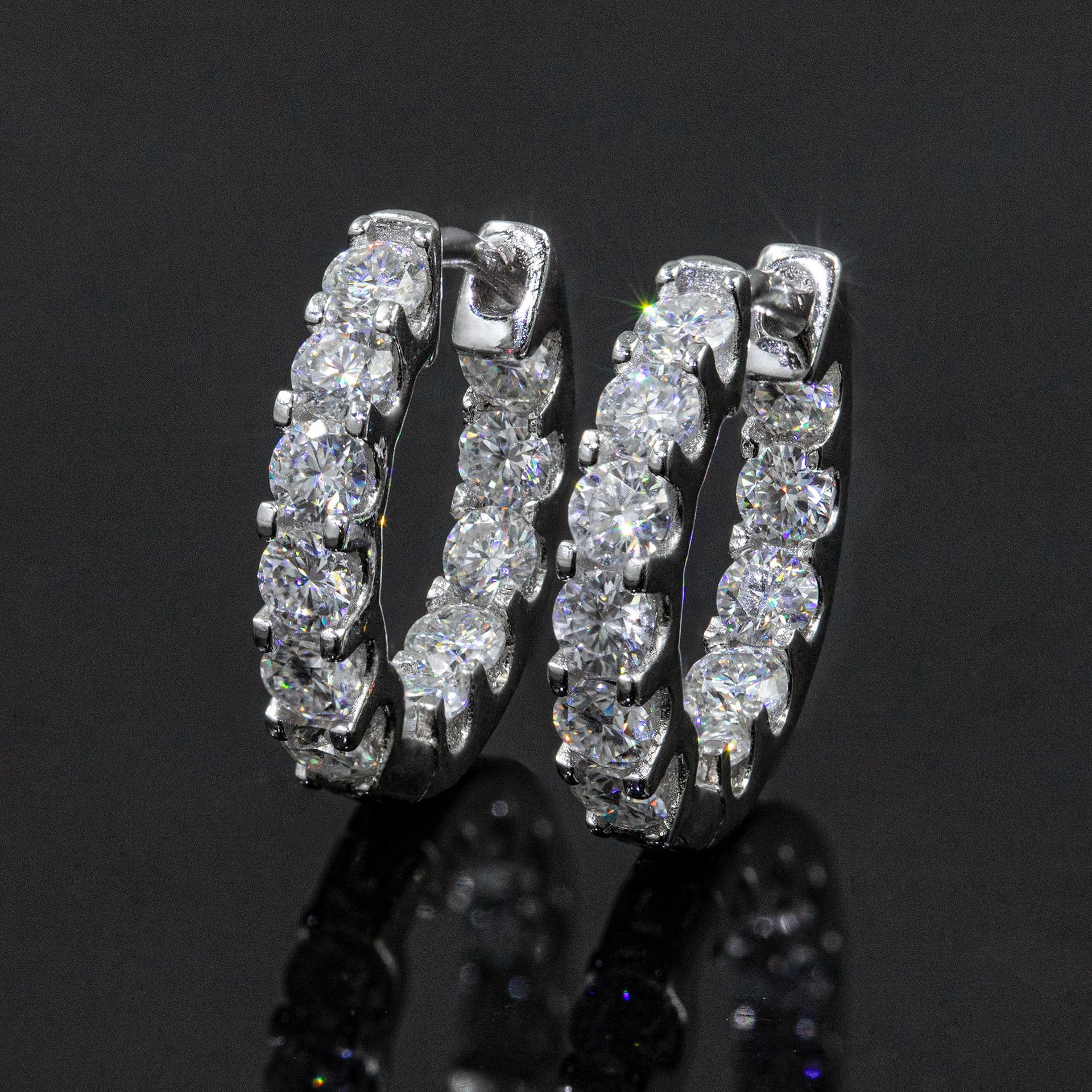 Fashion Women Tennis Earrings Luxury 925 Sterling Silver Jewelry 3MM VVS Moissanite Diamond Hoop Earrings for Engagement