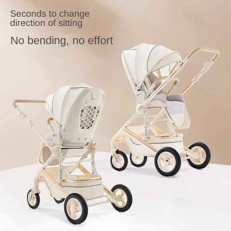 Baby Stroller Can Sit and Lie Down Lightweight Folding High Landscape Four-wheel Swivel Wide Space Baby Newborn Stroller z250705