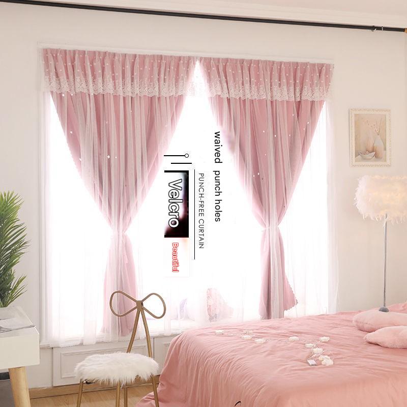 YL-36597 Velcro curtain bedroom bay window no need to punch installation simple self-adhesive blackout curtain finished product