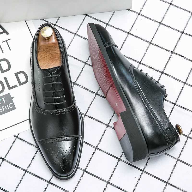 Mens Formal Shoes Red Sole Fashion Business Casual Party Banquet Daily Retro Carved Lace-up Brogue Dress Wedding Shoes Size 48 W250705
