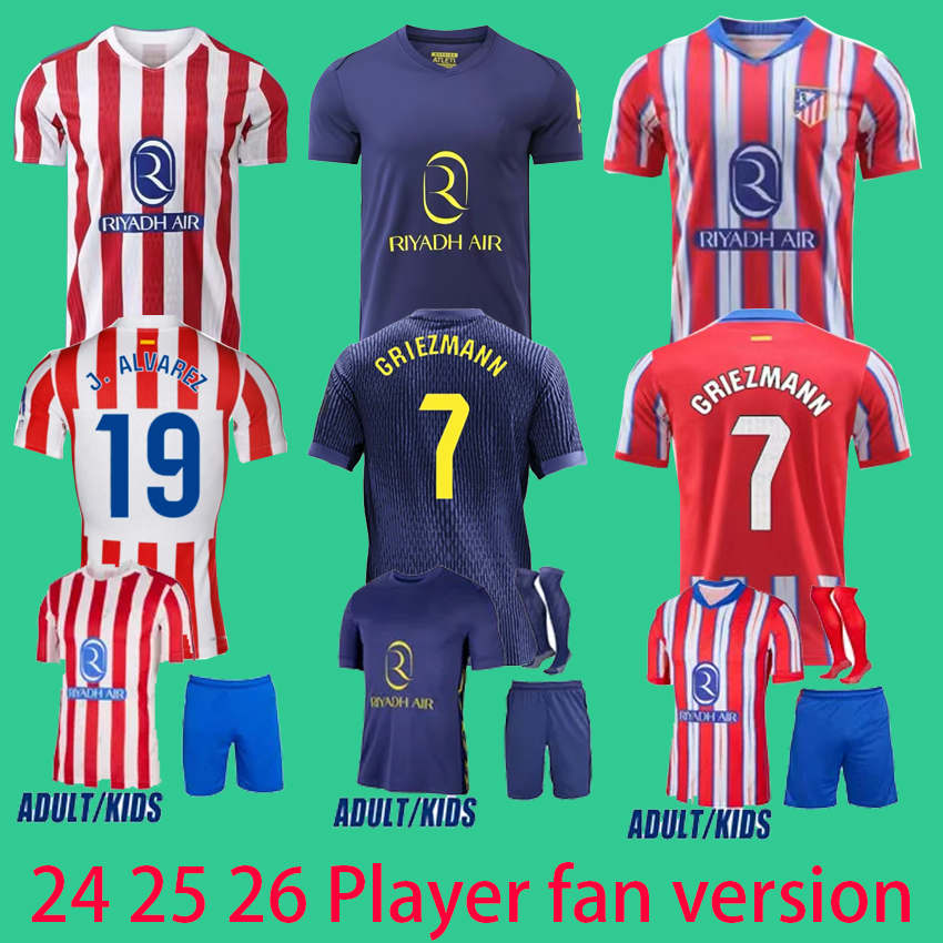 2025 2026 JULIAN ALVAREZ GRIEZMANN Atetico Madrids soccer jerseys 24-25-26 J.AAREZ M.LLORENTE KOKE SAUL Correa LEMAR footba shirts men kids kit sets 24 camisetas de