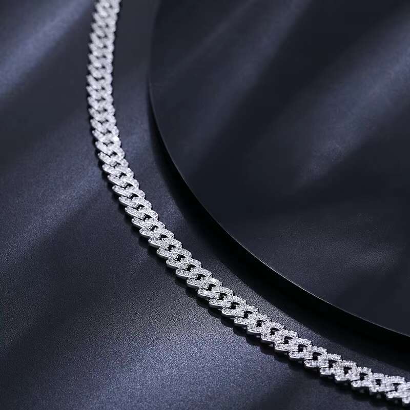 6mm 925 Sterling Silver VVS Moissanite Iced Out Cuban Link Bracelet Unisex Hiphop Jewelry Luxury Bling