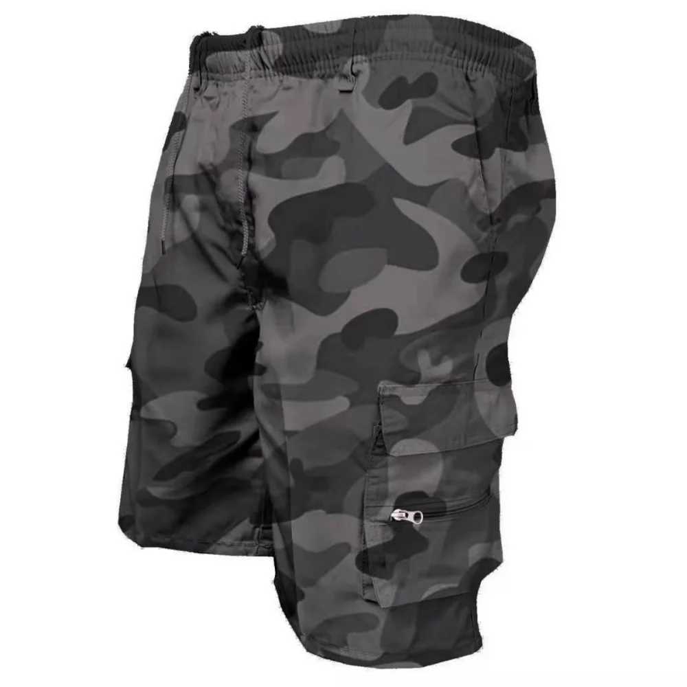 2025 New European Size Young Mens Casual Cargo Shorts Loose Summer Outdoor Sports Pants Pocket Zipper Camouflage Pants W250705