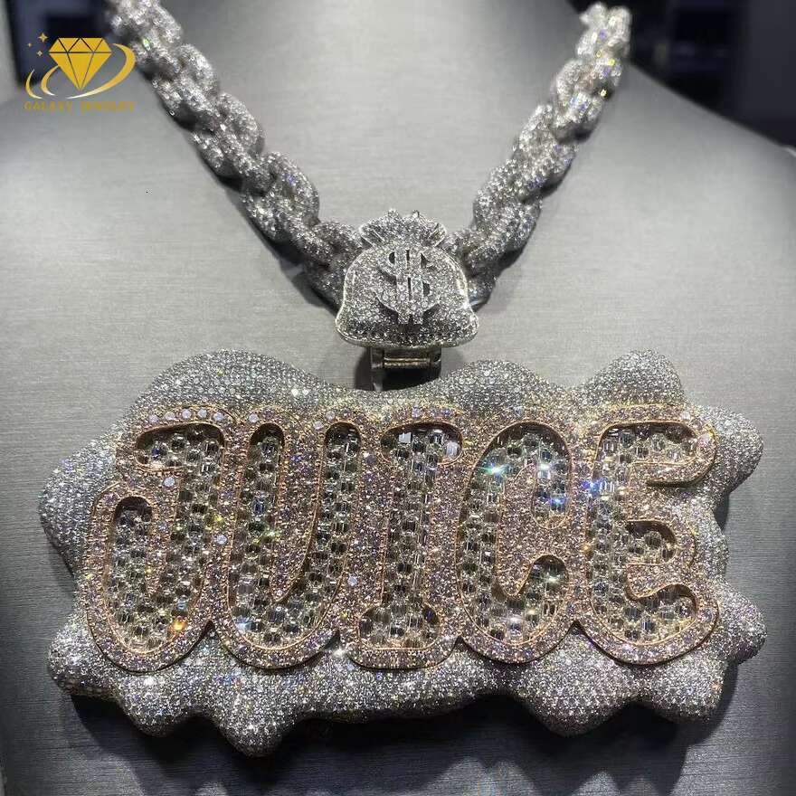 Custom Diamond Chain Pendant Iced Out Vvs Moissanite Hiphop Pendant Fine Jewelry Baguette Name Moissanite Pendant