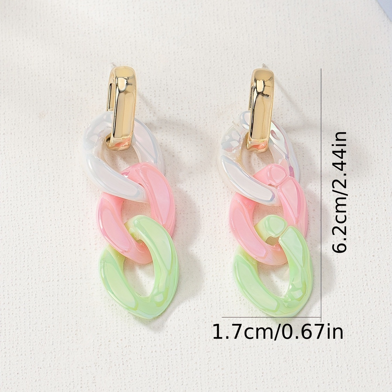 1 Pair Candy Color Chain Style Earrings Hollow Design Elegant Spring Summer