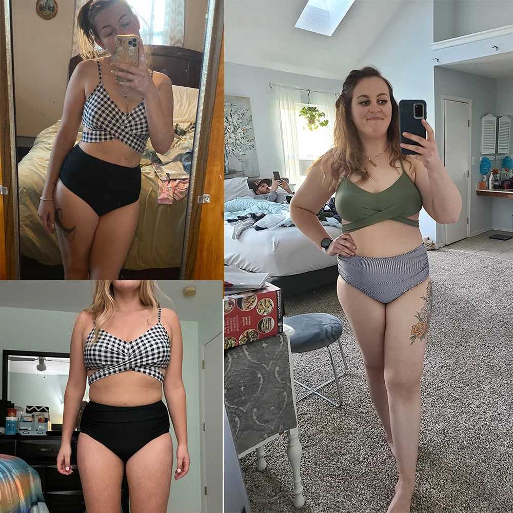 High Waist Sexy Bikini Set 2024 Biquini Swimwear Women Two Pieces Swimsuit Floral Beachwear V-Neck Bathing Suits Female XJ250624