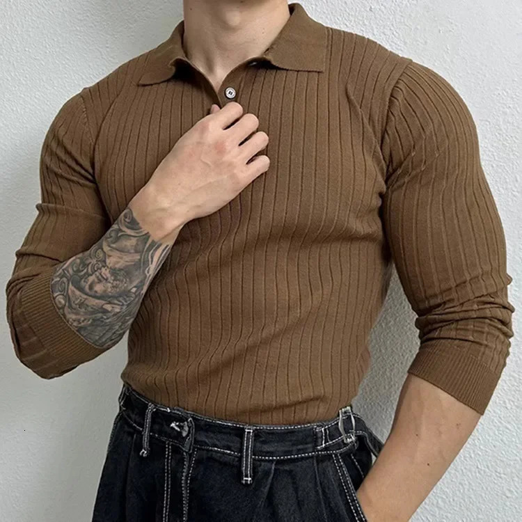Trendy Preppy Styleslims Mens Long Sleeve Polo Shirt Embroidery Letter Style Vintage Loose-fit Half-zip Sweatshirt 250704