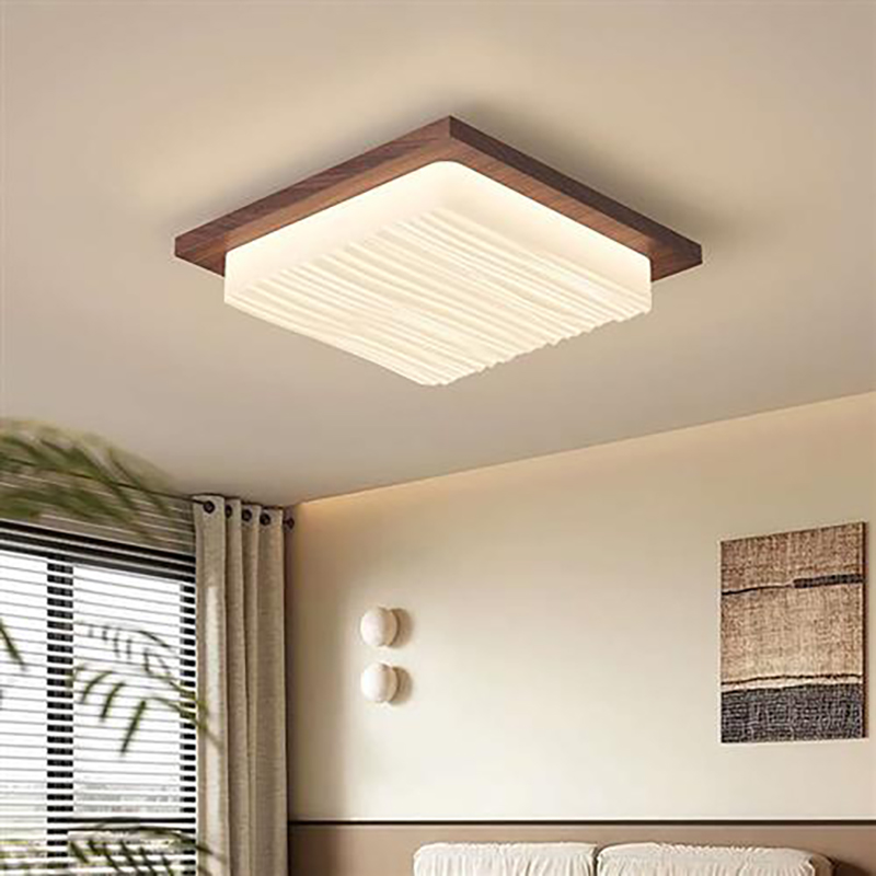 Middle Ancient Style Ceiling Light - Solid Walnut Wood Living Room Chandelier with Creamy Wind Design Lamp Elegant Main Lighting for Modern Homes