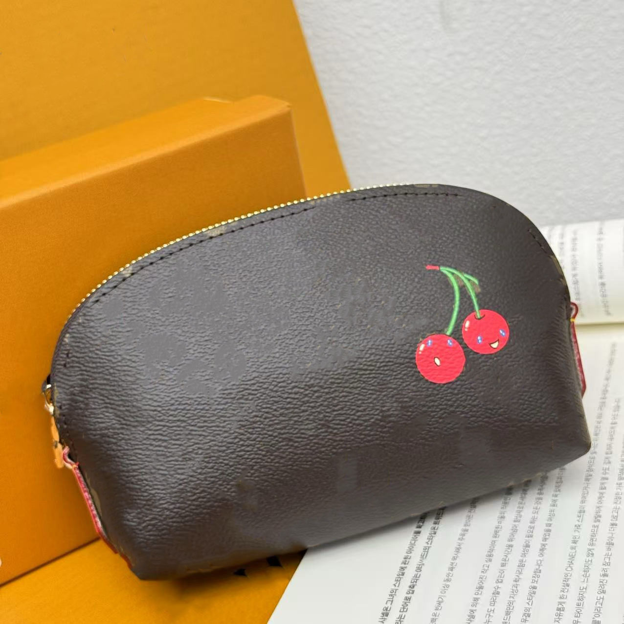 TM Cosmetic Pouch PM cherry motifs designer women cosmetic bags toiletry pouch travel toilet bag wash pochette voyage cluthes purse