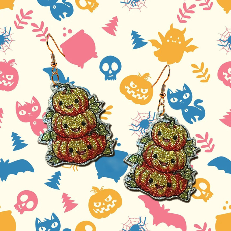 1 Pair Pumpkin Head Earrings Cute Funny Halloween Celebration Party