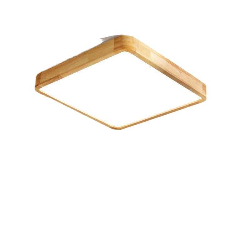 Nordic Solid Wood Ceiling Light with LED Illumination - Circular Design for Bedrooms & Dining Rooms Japanese Style Wooden Surface mounted
