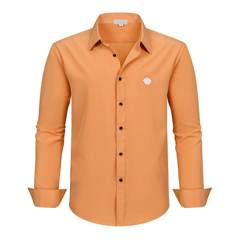 Men's Dress Shirts Business shirt microprojectile slim fit versatile all season four sided elastic non ironing men's long sleeved Ext