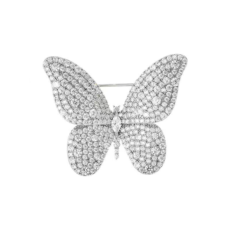 Chic Socialite's Statement Wear: Luxurious Full-of-Diamonds Butterfly Patterned Shirt