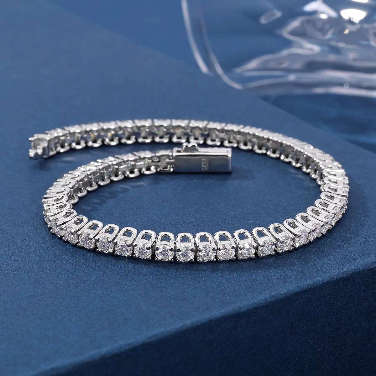Trendy Unisex Jewelry Elegant 3mm High-Quality Moissanite Stones Set into 925 Pure Silver Chains