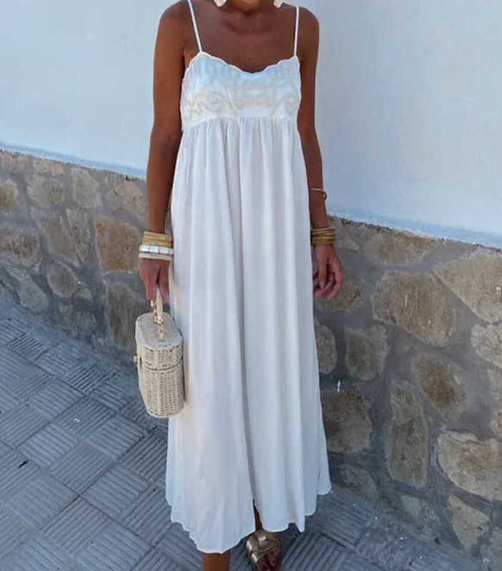 Fashion Evening Dress summer new suspender embroidered dress sleeveless backless long skirt comfortable and casual