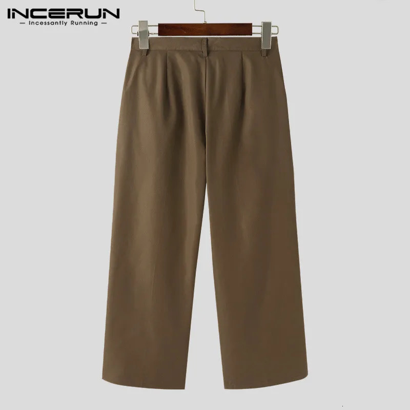 INCERUN Korean Style Mens Trousers Personality Cutting Wide Leg Pantalons Solid Leisure Streetwear Long Pants S-5XL 250704