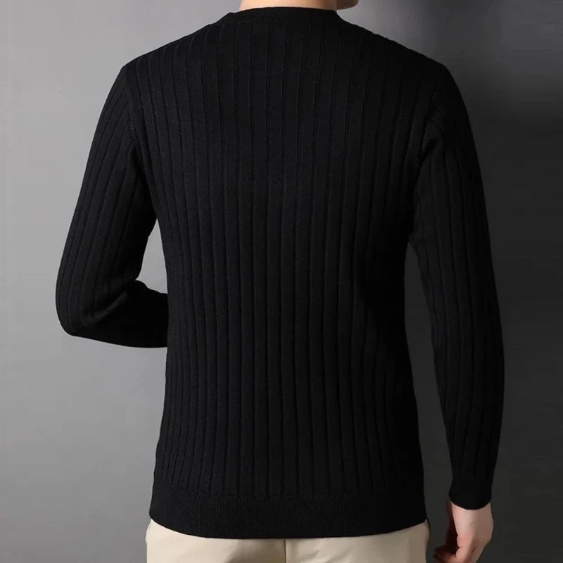 Autumn Winter Fashion V-neck Long Sleeve Pullovers Mens Clothing Thread Solid Knitting Casual All-match Simplicity Korean Tops 250704