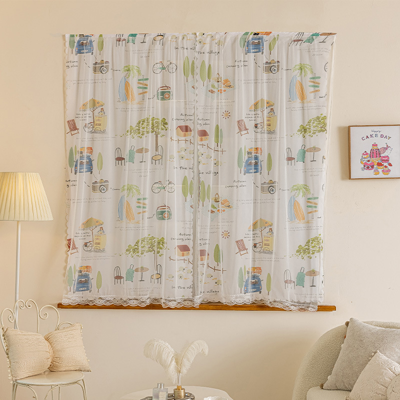 YL-36066 Velcro curtain bedroom bay window no need to punch installation simple self-adhesive blackout curtain finished product