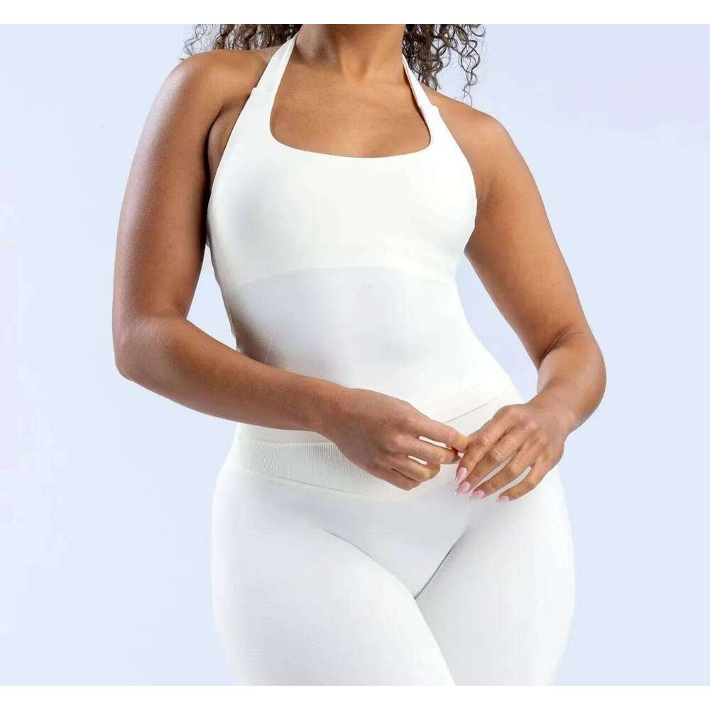 2 Pieces Impact Sports Set Women Backless Halter Tops High Waist Seamless Hight Stretch Shorts Gym Suit Sportswear Workout Sets