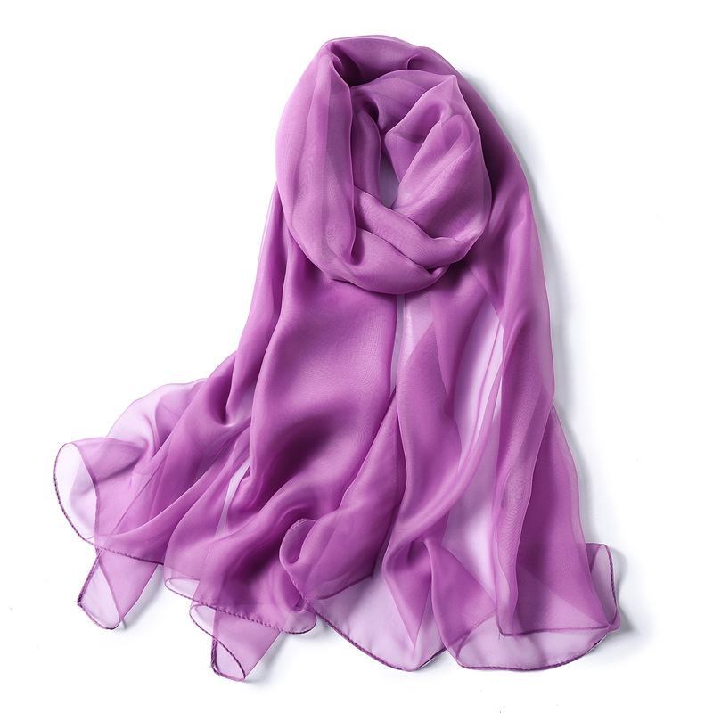 K1237 New pure color versatile soft yarn scarf female imitation silk Korean silk scarf female summer sunscreen shawl imitation beach towel