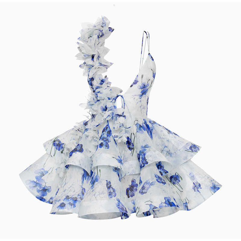 Fashion Evening Dress 3D Floral Strap Short Dress 2025 Summer Women's New Sexy Backless Slim Printed Dress