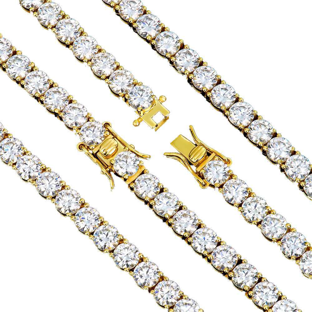 Luxury Jewelry Designer Necklace 2-6mm 925 Sterling Silver Gold Plated GRA Certified VVS Moissanite Tennis Necklace Bling Chain