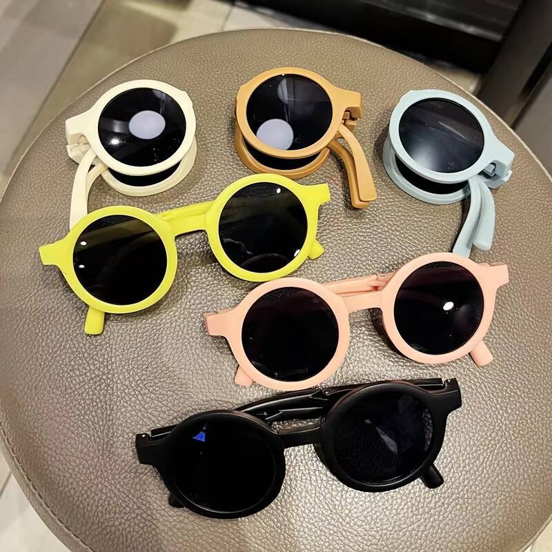 New Childrens Folding Sunglasses Children Candy Colored Round Sun Glasses Cute Baby Kids Protective Eyewear UV400 Gafas De Sol ddmythur Z260305