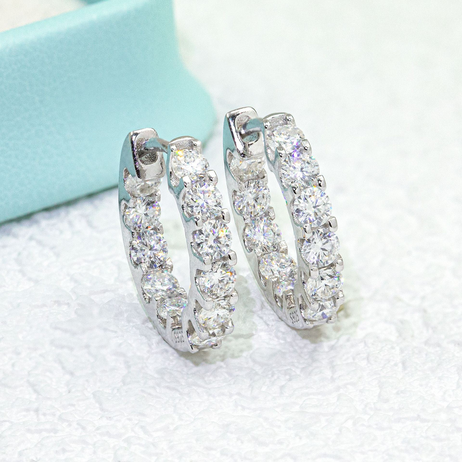 Fashion Women Tennis Earrings Luxury 925 Sterling Silver Jewelry 3MM VVS Moissanite Diamond Hoop Earrings for Engagement