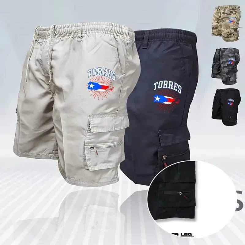 Fishing Cargo Shorts Men Summer Camo Print Solid Color Pockets Loose Fit Tactical Army Fabric Short Trousers Outdoor Activity W250705