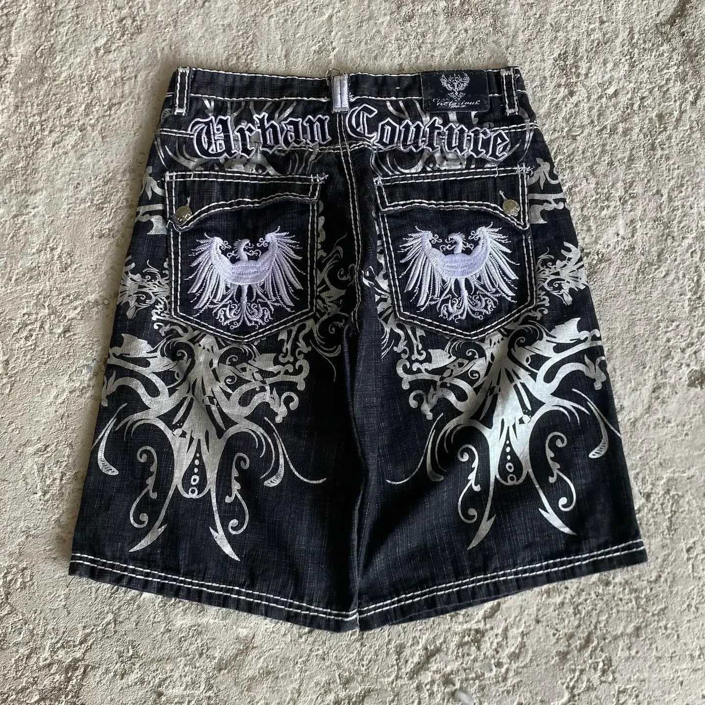 New Street American Cowboy Shorts Men and Women Hip Hop Embroidery Printed Loose Shorts Gothic Retro Casual Basketball Shorts W250705