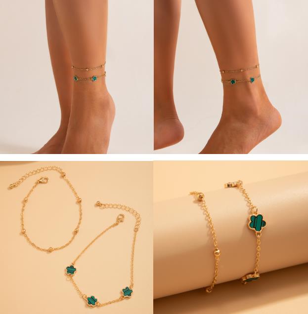 Fashionable, Simple And Versatile Chain Ankle Accessory, Unique Five-Leaf Flower Ankle Chain For Women
