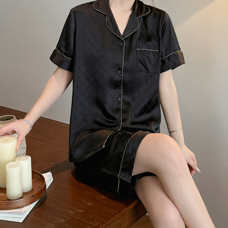 Ice Silk Nightgown Women's Summer Lightweight Cooling Homewear Set Solid Color Lace Imitation Silk Breathable Loose Fit0