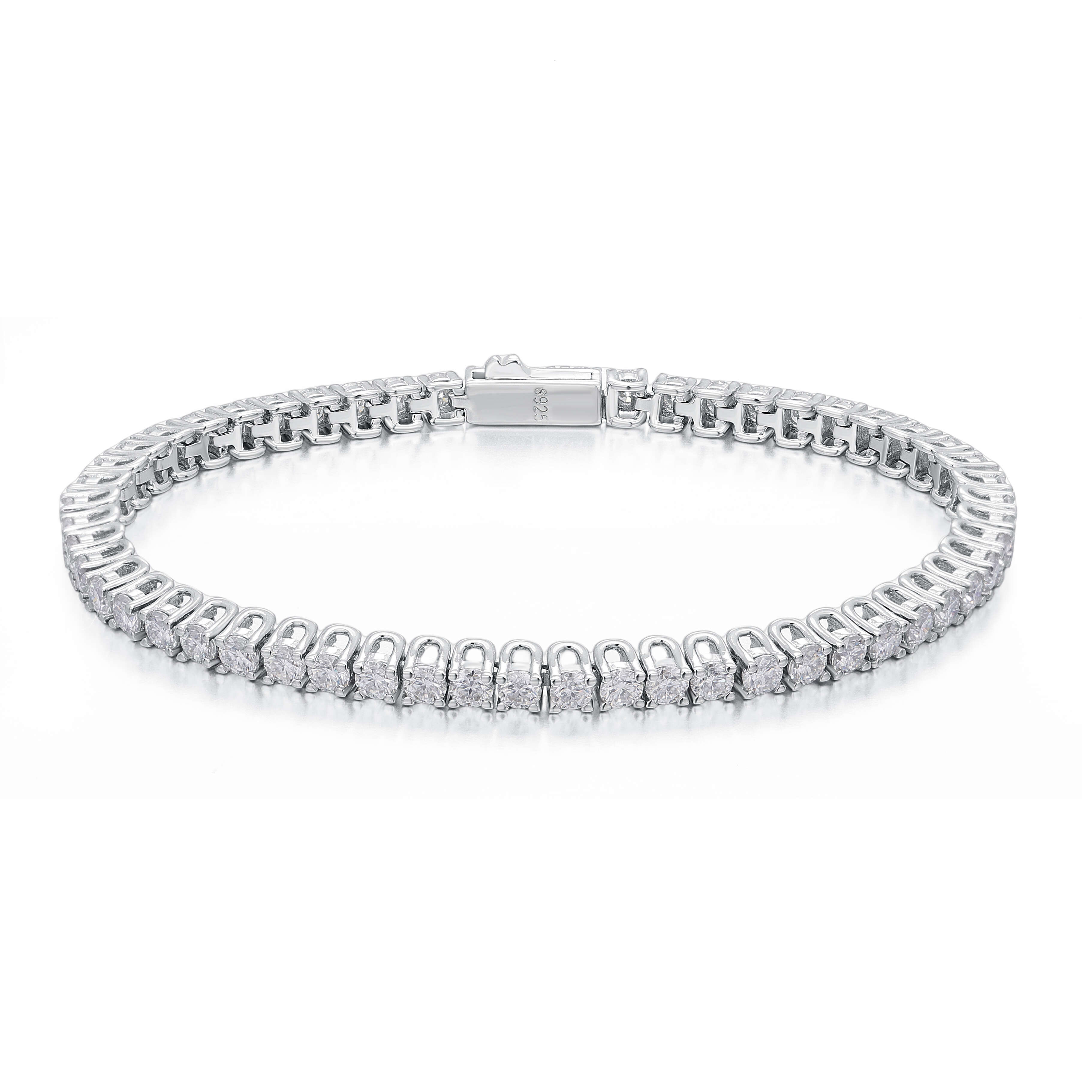 Trendy Unisex Jewelry Elegant 3mm High-Quality Moissanite Stones Set into 925 Pure Silver Chains