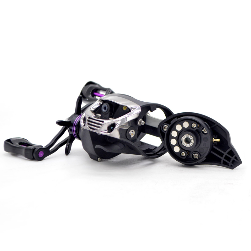 Low Profile Baitcasting Fishing Reel - Magnetic Braking System - Right Hand Retrieval - Weighs only 6.98 Ounces - Purple