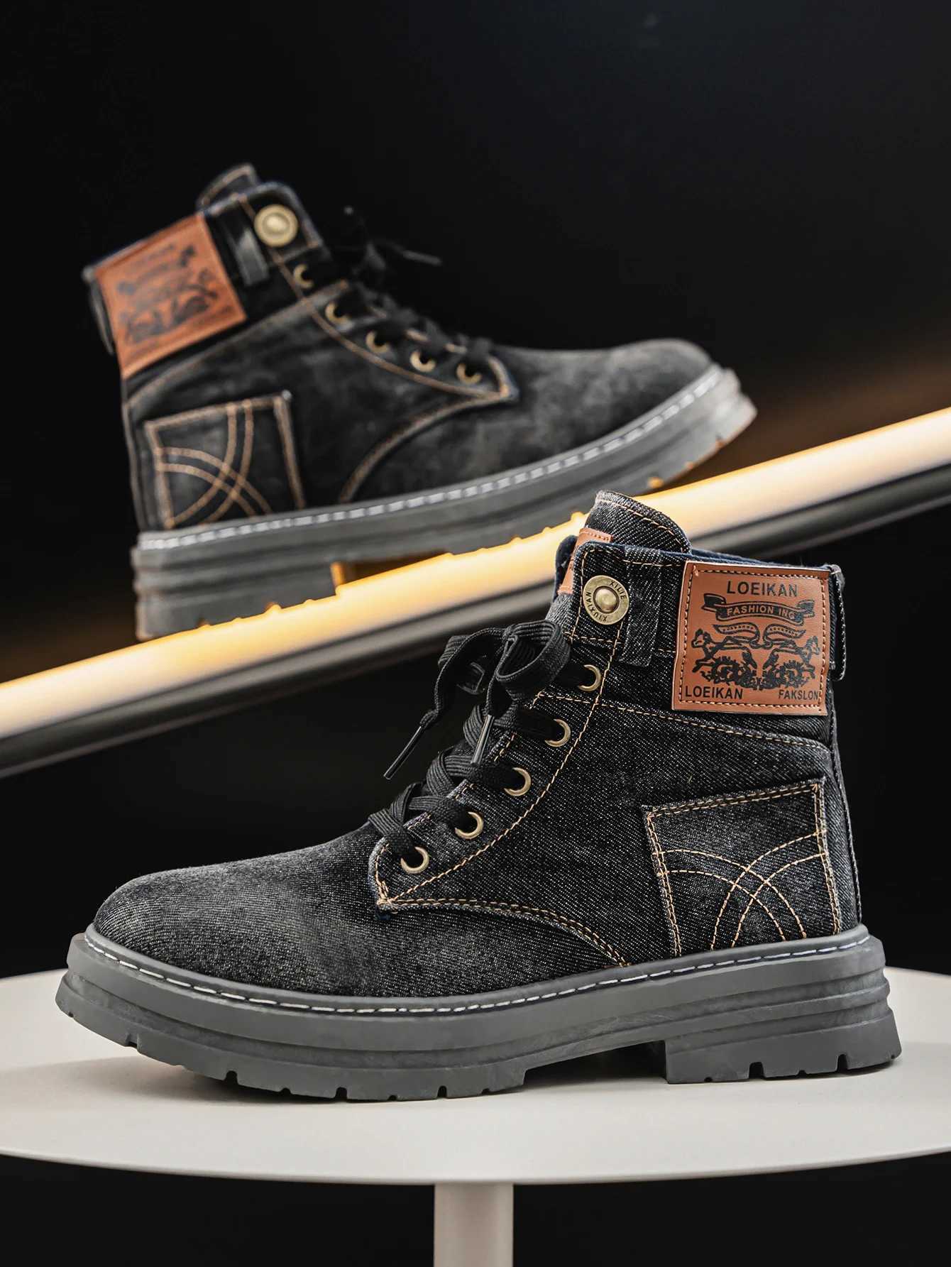 Mens high top denim boots casual sports shoes trendy and fashionable mens boots Z250704