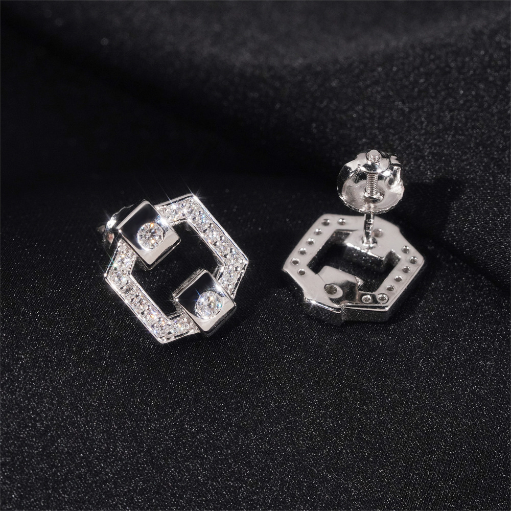 Fashion Fine Jewelry Square Earring Pass Diamond Tester GRA Certified 925 Sterling Silver VVS Diamond Moissanite Stud Earrings