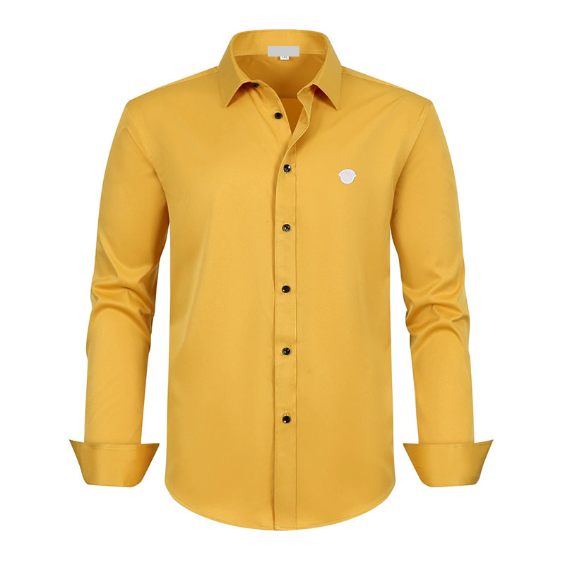 Men's Dress Shirts Business shirt microprojectile slim fit versatile all season four sided elastic non ironing men's long sleeved Ext